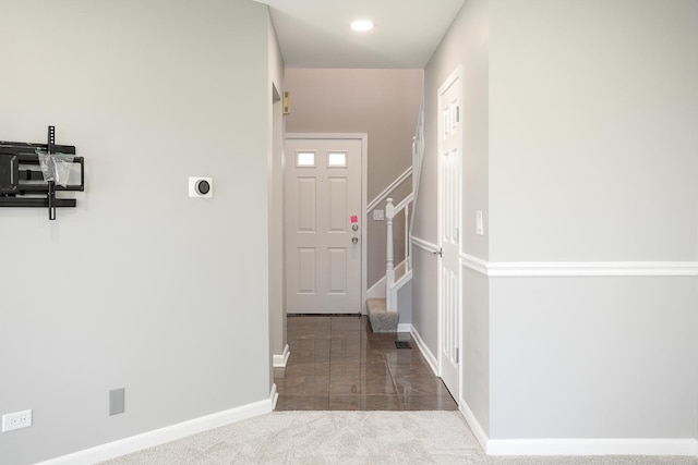 1224 Clearview Ct, Buffalo Grove, IL 60089 - hallway featuring baseboards, stairs, and recessed lighting
