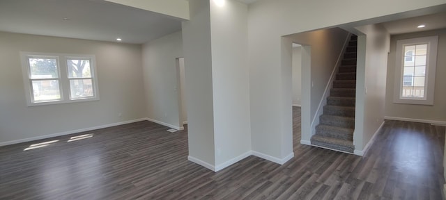 407 Allen St, Belvidere, IL 61008 - stairs with wood finished floors, baseboards, and recessed lighting