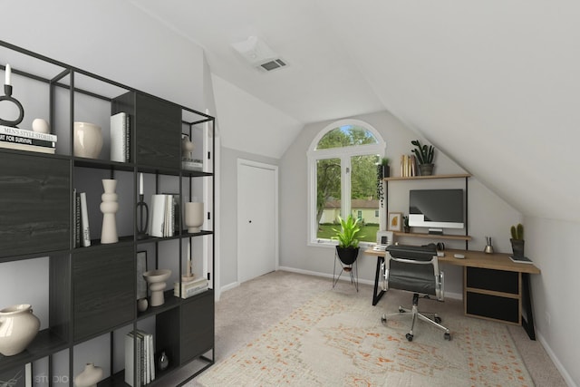 206 Villa Ave, Lake Villa, IL 60046 - carpeted office featuring lofted ceiling and baseboards