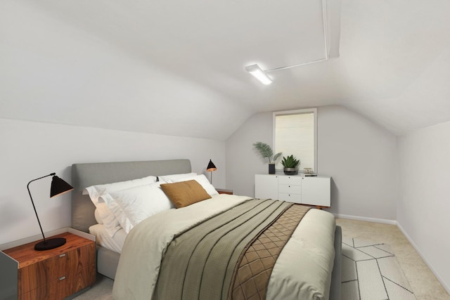 206 Villa Ave, Lake Villa, IL 60046 - bedroom with light colored carpet, lofted ceiling, and baseboards