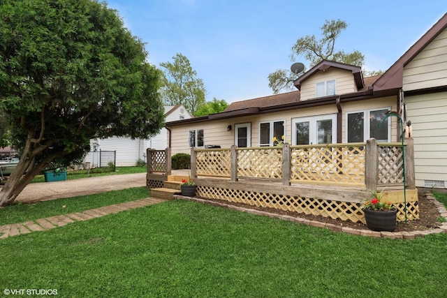 206 Villa Ave, Lake Villa, IL 60046 - rear view of property featuring a wooden deck and a yard