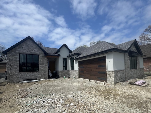 818 Green Bay Rd, Highwood, IL 60040 - view of front facade with a garage, stone siding, stucco siding, and a shingled roof