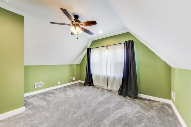 4723 W Shakespeare Ave, Chicago, IL 60639 - additional living space with lofted ceiling, baseboards, carpet flooring, and a ceiling fan
