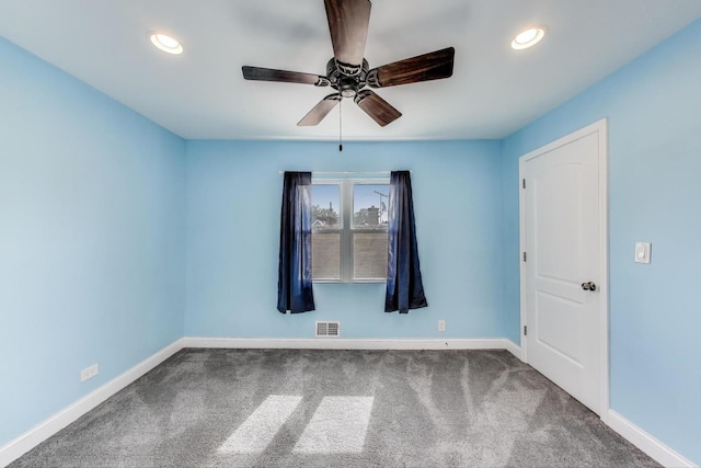 4723 W Shakespeare Ave, Chicago, IL 60639 - carpeted spare room featuring baseboards, a ceiling fan, and recessed lighting