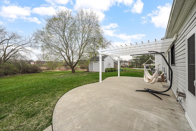 1324 Elmhurst Ln, Schaumburg, IL 60194 - view of grassy yard with a pergola, a patio, and an outdoor structure