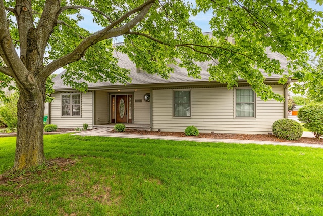 13362 S Golden Meadow Dr, Plainfield, IL 60585 - ranch-style home with a front yard and a shingled roof