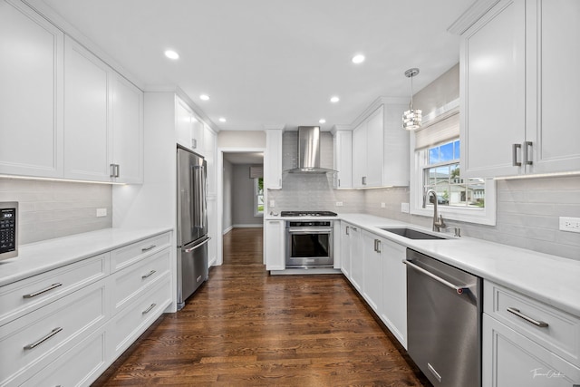 13362 S Golden Meadow Dr, Plainfield, IL 60585 - kitchen with stainless steel appliances, wall chimney exhaust hood, a sink, decorative backsplash, and recessed lighting