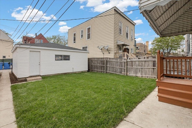 1808 N Karlov Ave, Chicago, IL 60639 - view of yard with an outbuilding and a wooden deck