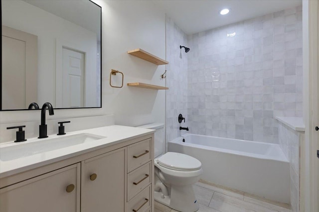 1808 N Karlov Ave, Chicago, IL 60639 - bathroom with toilet, vanity, shower / washtub combination, and recessed lighting
