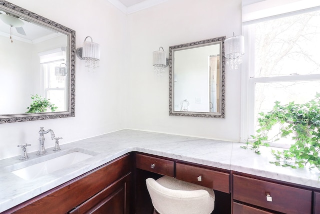 1054 Evergreen Dr, Carol Stream, IL 60188 - bathroom featuring crown molding and vanity