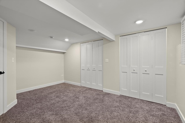 250 N Oak St, Palatine, IL 60067 - unfurnished bedroom featuring carpet flooring, baseboards, vaulted ceiling, and recessed lighting