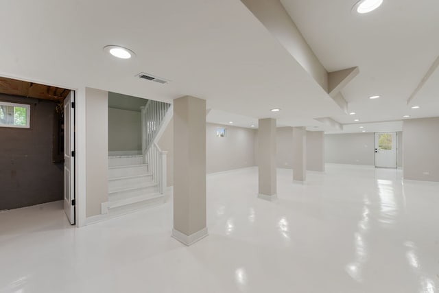 basement featuring stairway