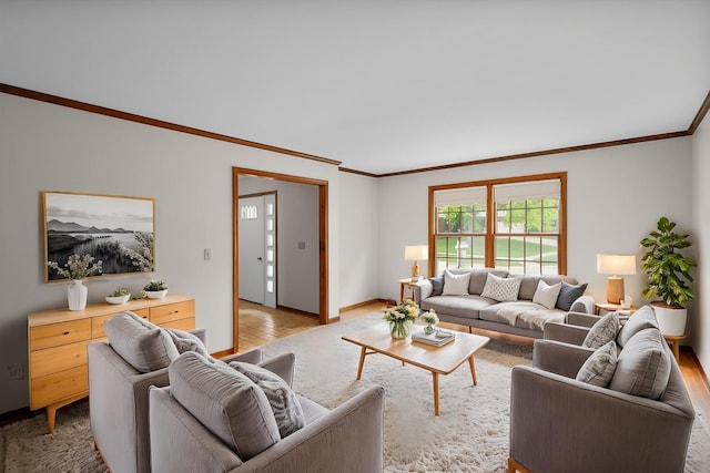 22 Cedar Gate Cir, Sugar Grove, IL 60554 - living area featuring crown molding, light wood-style floors, and baseboards