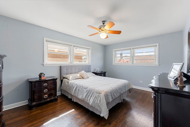 8557 W Winona St, Chicago, IL 60656 - bedroom featuring dark wood finished floors, baseboards, and a ceiling fan