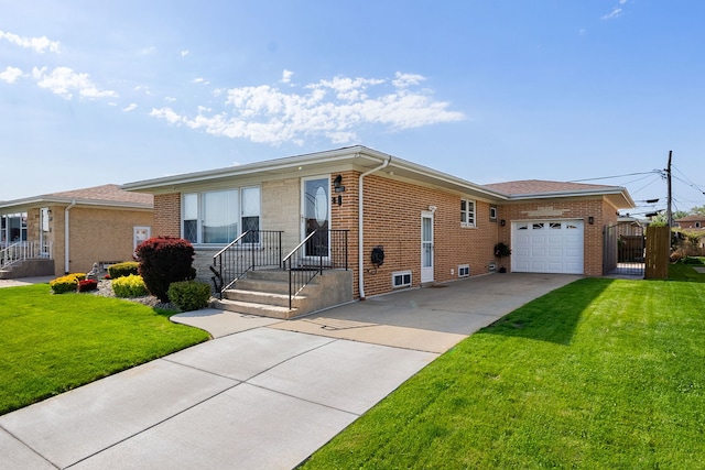 8557 W Winona St, Chicago, IL 60656 - single story home featuring a garage, driveway, brick siding, and a gate