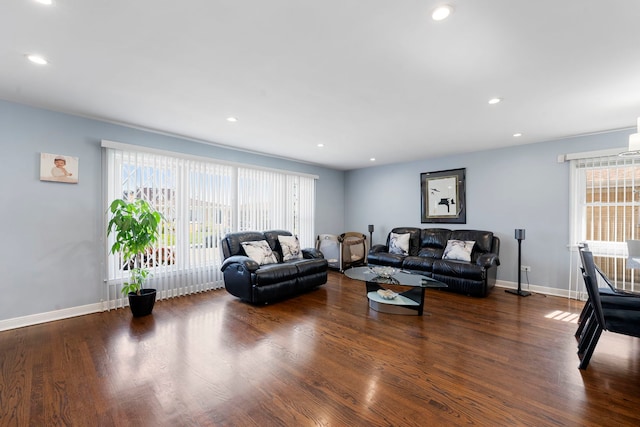 8557 W Winona St, Chicago, IL 60656 - living area featuring wood finished floors, recessed lighting, and baseboards