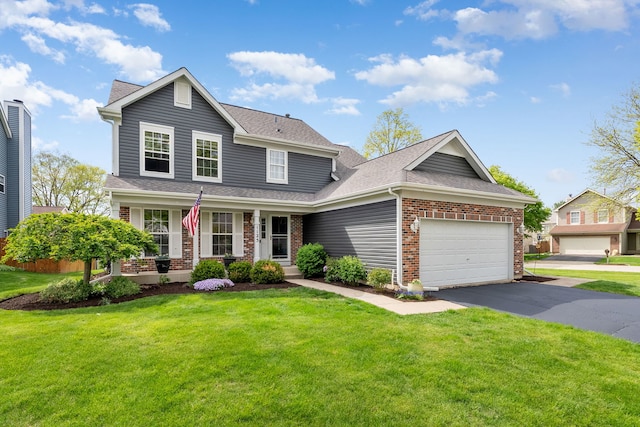 1125 Ironwood Ct, Elgin, IL 60120 - traditional-style home with brick siding, covered porch, roof with shingles, and an attached garage