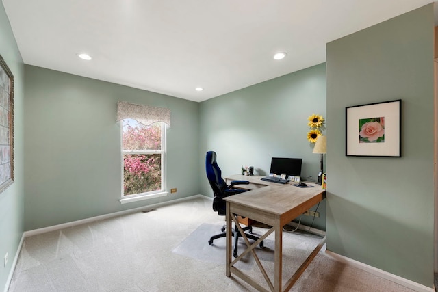 1125 Ironwood Ct, Elgin, IL 60120 - office featuring carpet floors, baseboards, and recessed lighting