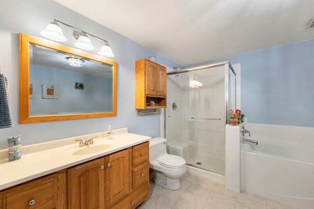 1125 Ironwood Ct, Elgin, IL 60120 - bathroom with a stall shower, a bath, vanity, and toilet