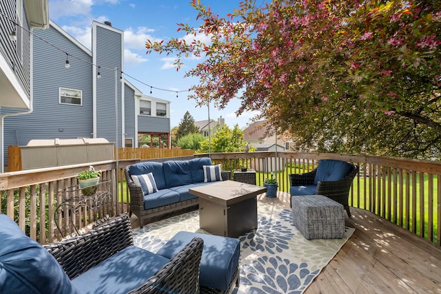 1125 Ironwood Ct, Elgin, IL 60120 - deck featuring an outdoor living space and fence