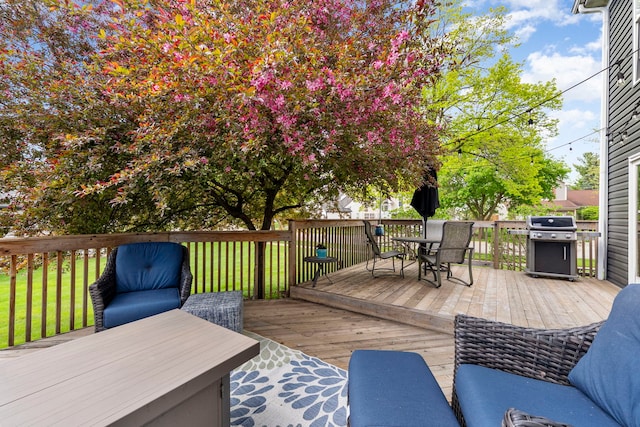 1125 Ironwood Ct, Elgin, IL 60120 - deck featuring area for grilling, outdoor dining area, and a yard