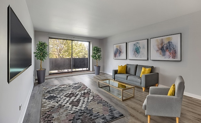 898 Wellington Ave Unit 218, Elk Grove Village, IL 60007 - living room featuring baseboards and wood finished floors