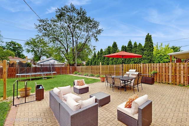 3033 Dora St, Franklin Park, IL 60131 - view of patio / terrace featuring a trampoline, outdoor dining space, and outdoor lounge area