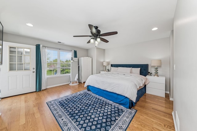 1892 Keystone Pl, Schaumburg, IL 60193 - bedroom with baseboards, wood finished floors, a ceiling fan, and recessed lighting