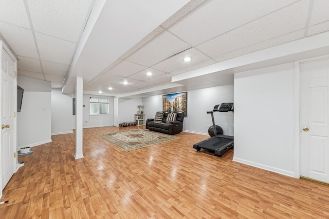 1892 Keystone Pl, Schaumburg, IL 60193 - workout area with light wood-style floors, baseboards, and recessed lighting