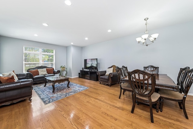 1892 Keystone Pl, Schaumburg, IL 60193 - living room featuring a chandelier, light wood-style floors, and recessed lighting