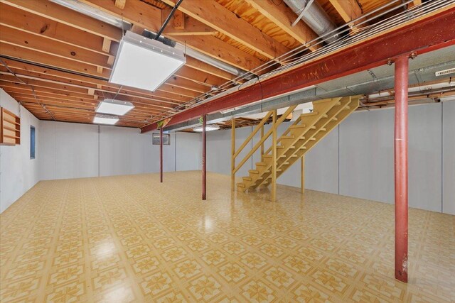 finished basement with stairs
