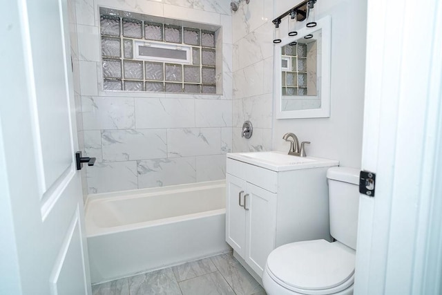 9539 S Forest Ave, Chicago, IL 60628 - bathroom with toilet, vanity, shower / bath combination, and marble finish flooring