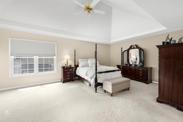2708 Chittenden Ct, Naperville, IL 60564 - bedroom featuring light carpet, baseboards, ceiling fan, and high vaulted ceiling