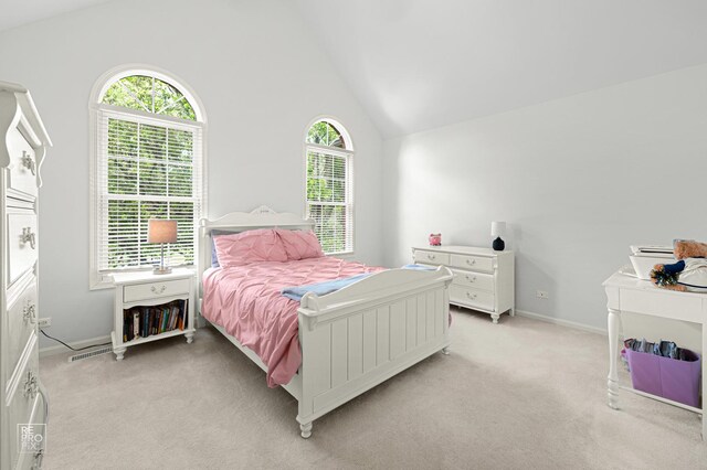 2708 Chittenden Ct, Naperville, IL 60564 - bedroom featuring vaulted ceiling, light carpet, and baseboards