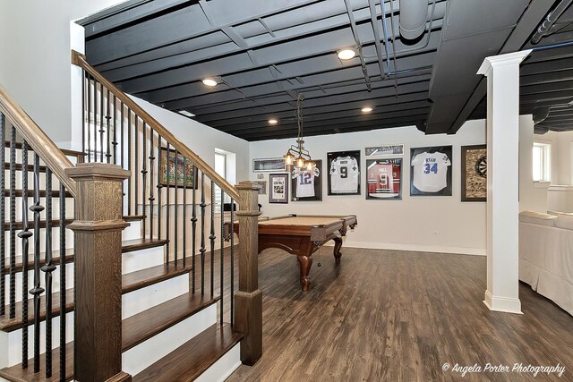 75 N Lake Ave, Third Lake, IL 60030 - recreation room with wood finished floors, baseboards, and pool table