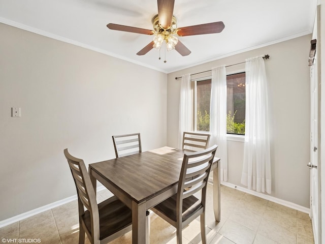 751 Sterling Ct Unit D1, Bartlett, IL 60103 - dining area with a ceiling fan, crown molding, and light tile patterned floors