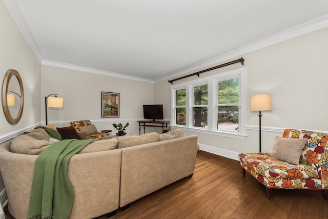 2749 Reese Ave, Evanston, IL 60201 - living area featuring ornamental molding, dark wood-type flooring, and baseboards