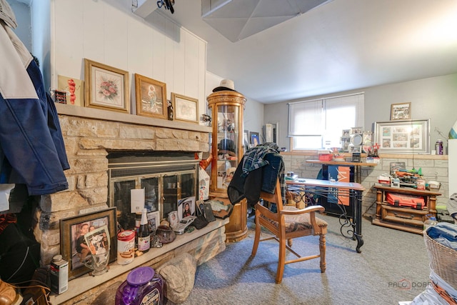 69 N Greenview Ave, Mundelein, IL 60060 - living area featuring a fireplace and carpet floors