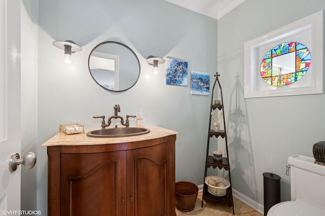 816 S Hamlin Ave, Park Ridge, IL 60068 - half bath with ornamental molding, vanity, toilet, and baseboards