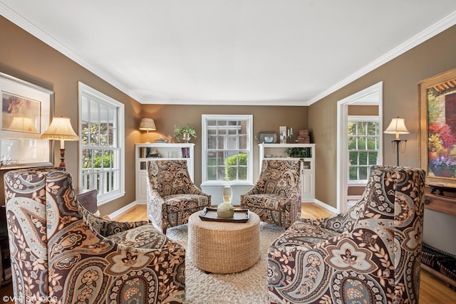 816 S Hamlin Ave, Park Ridge, IL 60068 - sitting room featuring plenty of natural light, crown molding, wood finished floors, and baseboards
