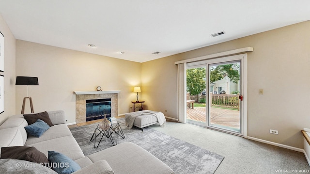 500 Shallow Cove Rd, Lake Zurich, IL 60047 - carpeted living room with baseboards and a fireplace