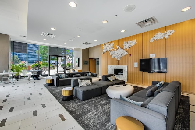 225 N Columbus Dr Unit 6305, Chicago, IL 60601 - lobby with floor to ceiling windows, recessed lighting, and wood walls