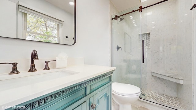 2525 Ridge Rd, Aurora, IL 60504 - full bathroom featuring a stall shower, toilet, and vanity
