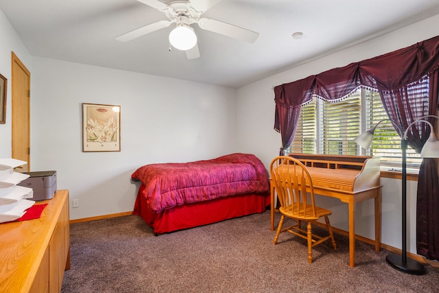 3262 Greenwood Dr, Dewey, IL 61840 - bedroom featuring carpet, baseboards, and a ceiling fan