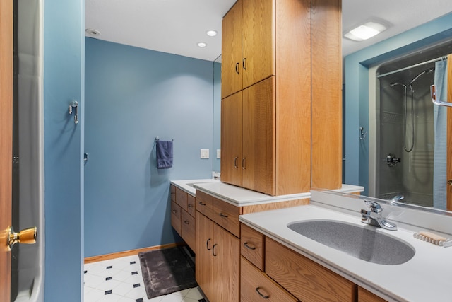 3262 Greenwood Dr, Dewey, IL 61840 - full bathroom featuring a shower, vanity, baseboards, and tile patterned floors