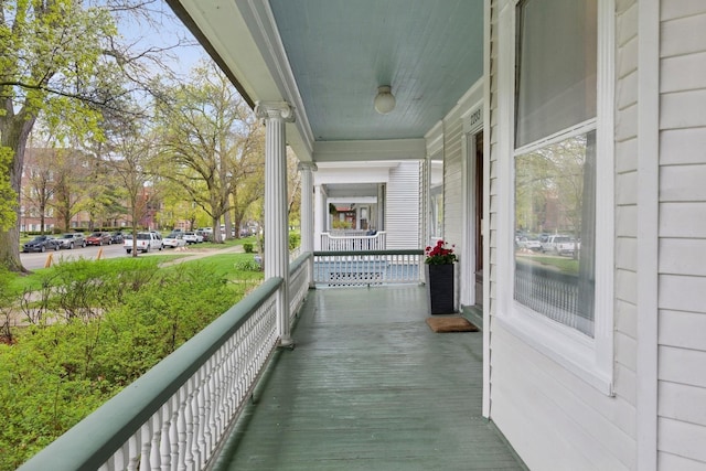 deck featuring a porch