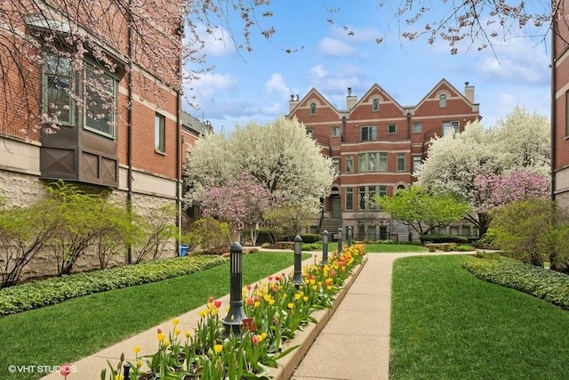 view of property's community with a yard
