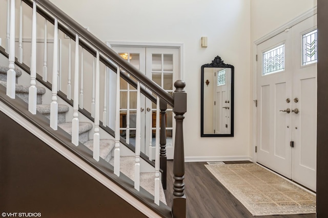 1449 Mesa Dr, Bolingbrook, IL 60490 - entryway featuring wood finished floors, stairway, and baseboards