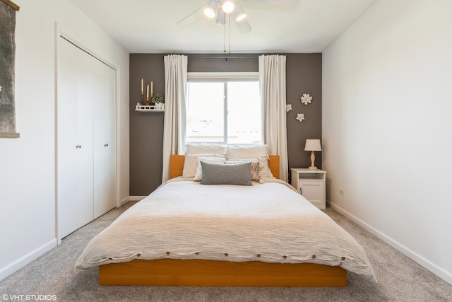 1449 Mesa Dr, Bolingbrook, IL 60490 - bedroom featuring a closet, baseboards, and light carpet