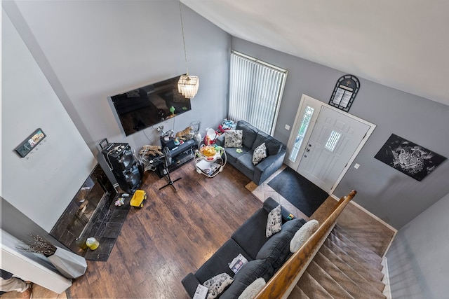 260-262 Chaparral Cir, Elgin, IL 60120 - living area with wood finished floors and a towering ceiling